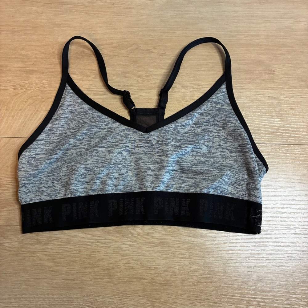 PINK Victoria's Secret Ultimate Lightly Lined Sports Bra Gray Space Dye Medium